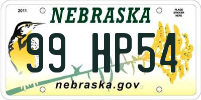 NE license plate 99HP54