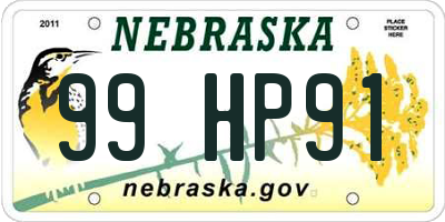 NE license plate 99HP91