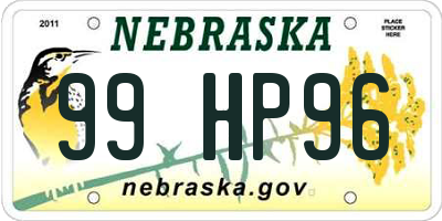 NE license plate 99HP96