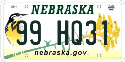 NE license plate 99HQ31