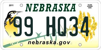 NE license plate 99HQ34