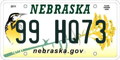 NE license plate 99HQ73