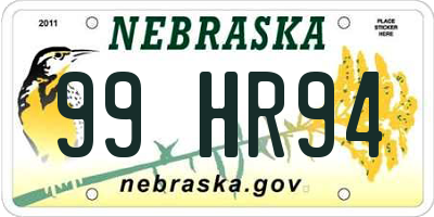 NE license plate 99HR94
