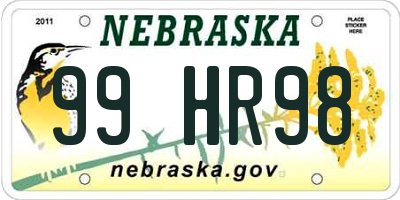 NE license plate 99HR98