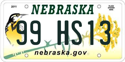 NE license plate 99HS13
