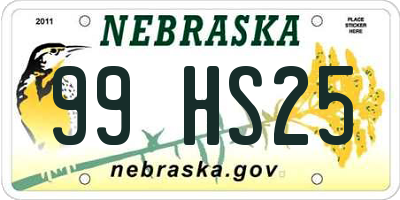 NE license plate 99HS25