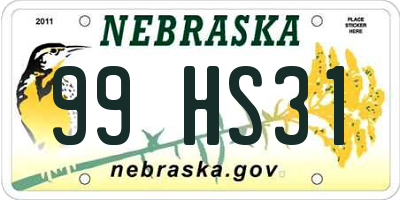 NE license plate 99HS31