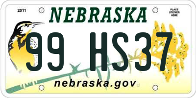 NE license plate 99HS37