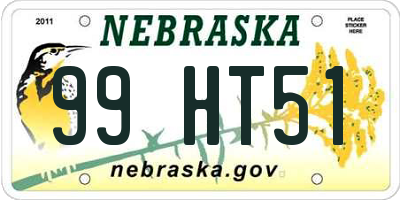 NE license plate 99HT51