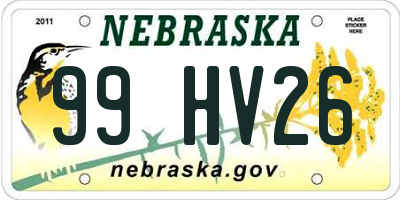NE license plate 99HV26