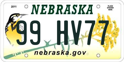 NE license plate 99HV77