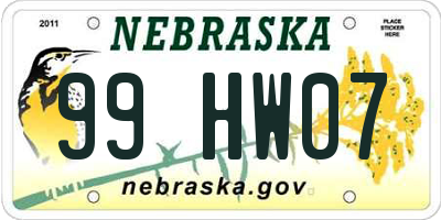 NE license plate 99HW07