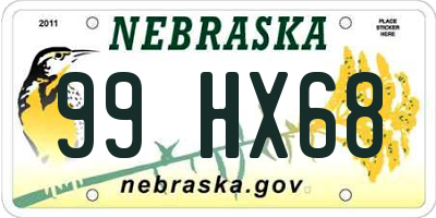 NE license plate 99HX68