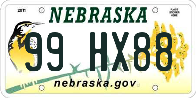 NE license plate 99HX88