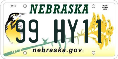 NE license plate 99HY11