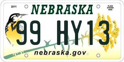 NE license plate 99HY13