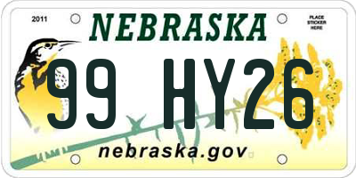 NE license plate 99HY26