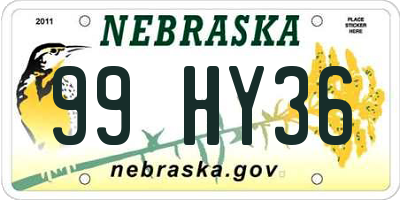 NE license plate 99HY36