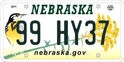 NE license plate 99HY37