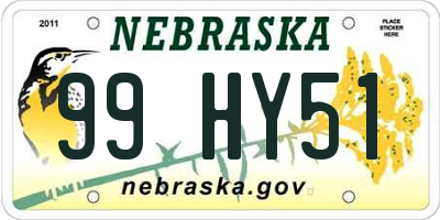 NE license plate 99HY51