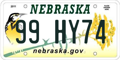 NE license plate 99HY74