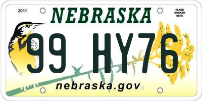 NE license plate 99HY76