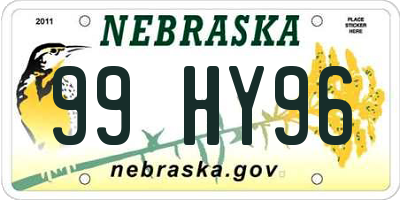 NE license plate 99HY96