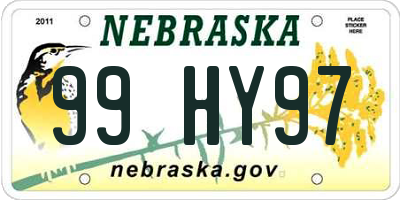 NE license plate 99HY97