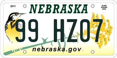 NE license plate 99HZ07