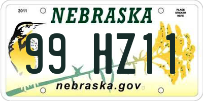 NE license plate 99HZ11