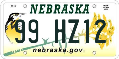 NE license plate 99HZ12