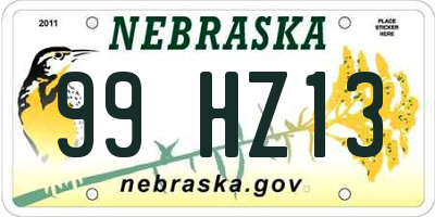 NE license plate 99HZ13