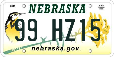 NE license plate 99HZ15