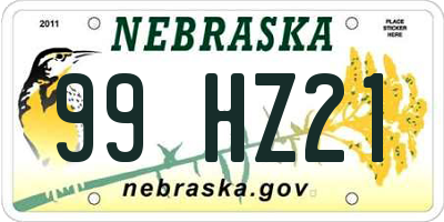 NE license plate 99HZ21