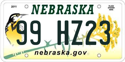 NE license plate 99HZ23