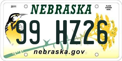 NE license plate 99HZ26