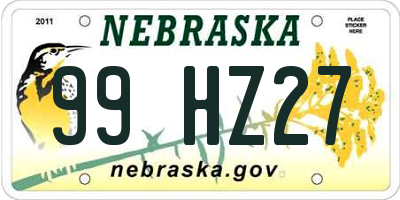 NE license plate 99HZ27