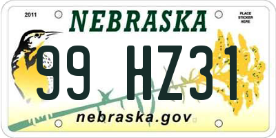 NE license plate 99HZ31