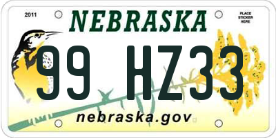 NE license plate 99HZ33