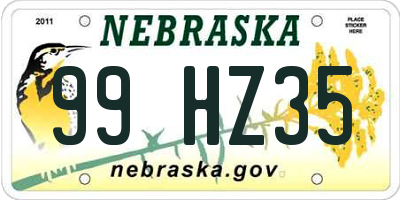 NE license plate 99HZ35