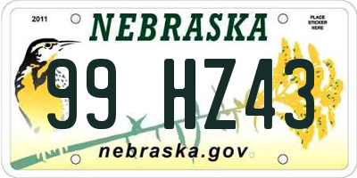 NE license plate 99HZ43