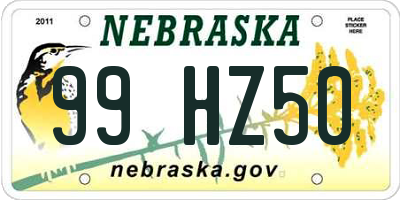 NE license plate 99HZ50