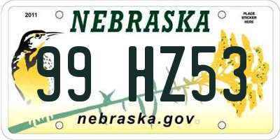 NE license plate 99HZ53