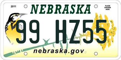 NE license plate 99HZ55