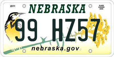 NE license plate 99HZ57