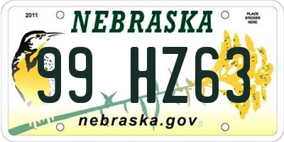 NE license plate 99HZ63