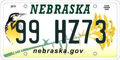 NE license plate 99HZ73