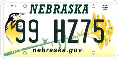 NE license plate 99HZ75