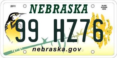 NE license plate 99HZ76