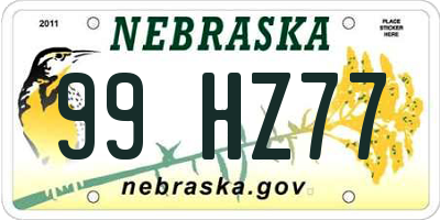 NE license plate 99HZ77